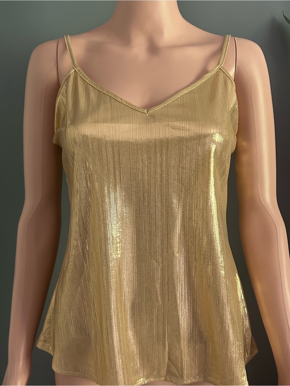 Metallic Gold Satin-Look Spaghetti Strap Cami